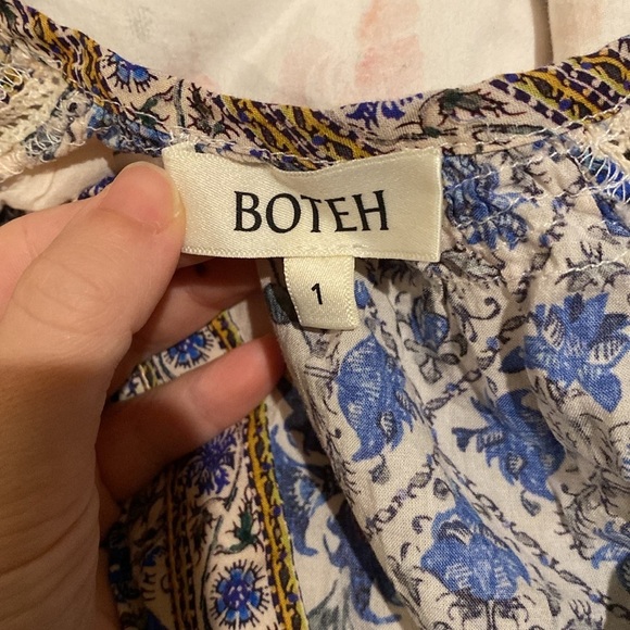 Boteh / Lazuli Smock Top neutral floral puff sleeve Blue 1 small 4 - Picture 10 of 12